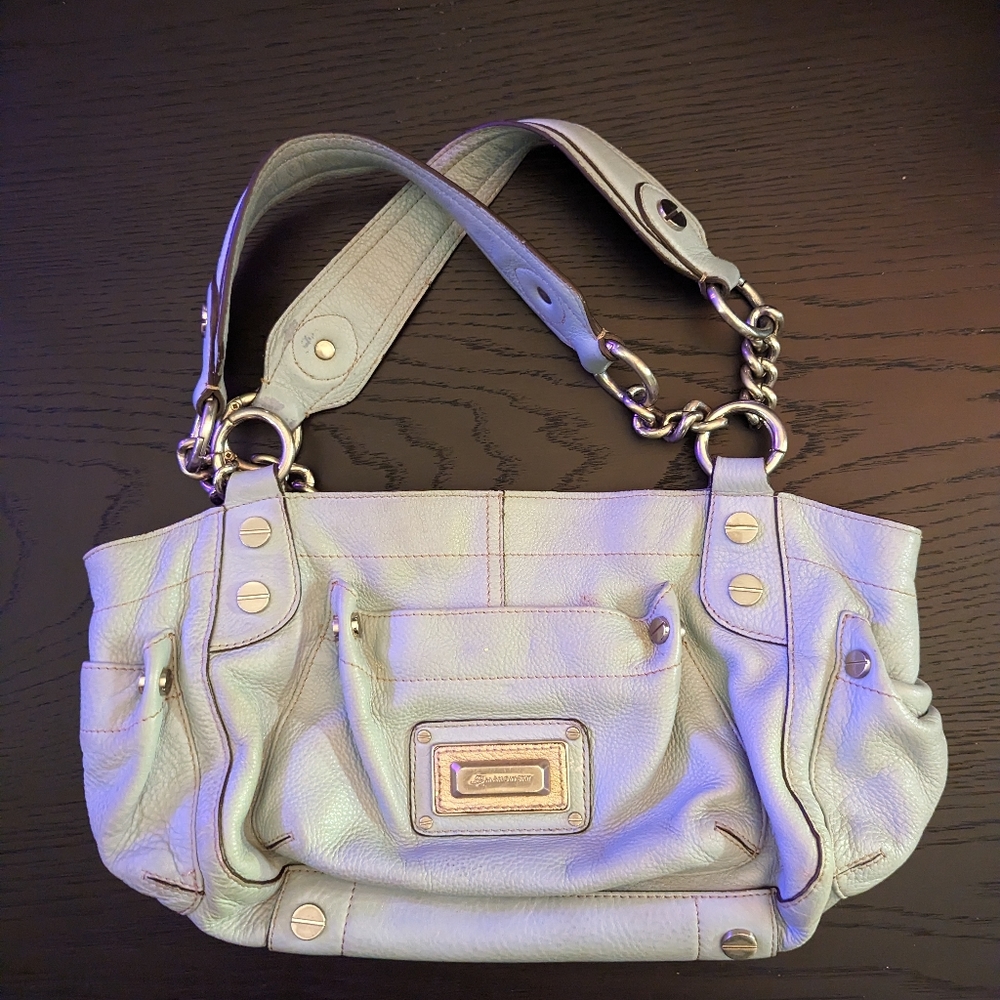 B. Makowsky blue early 2000s vibes handbag with silver hardware